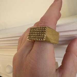Solid Brass Statement Ring geometric edgy spike brass knuckle 7.5